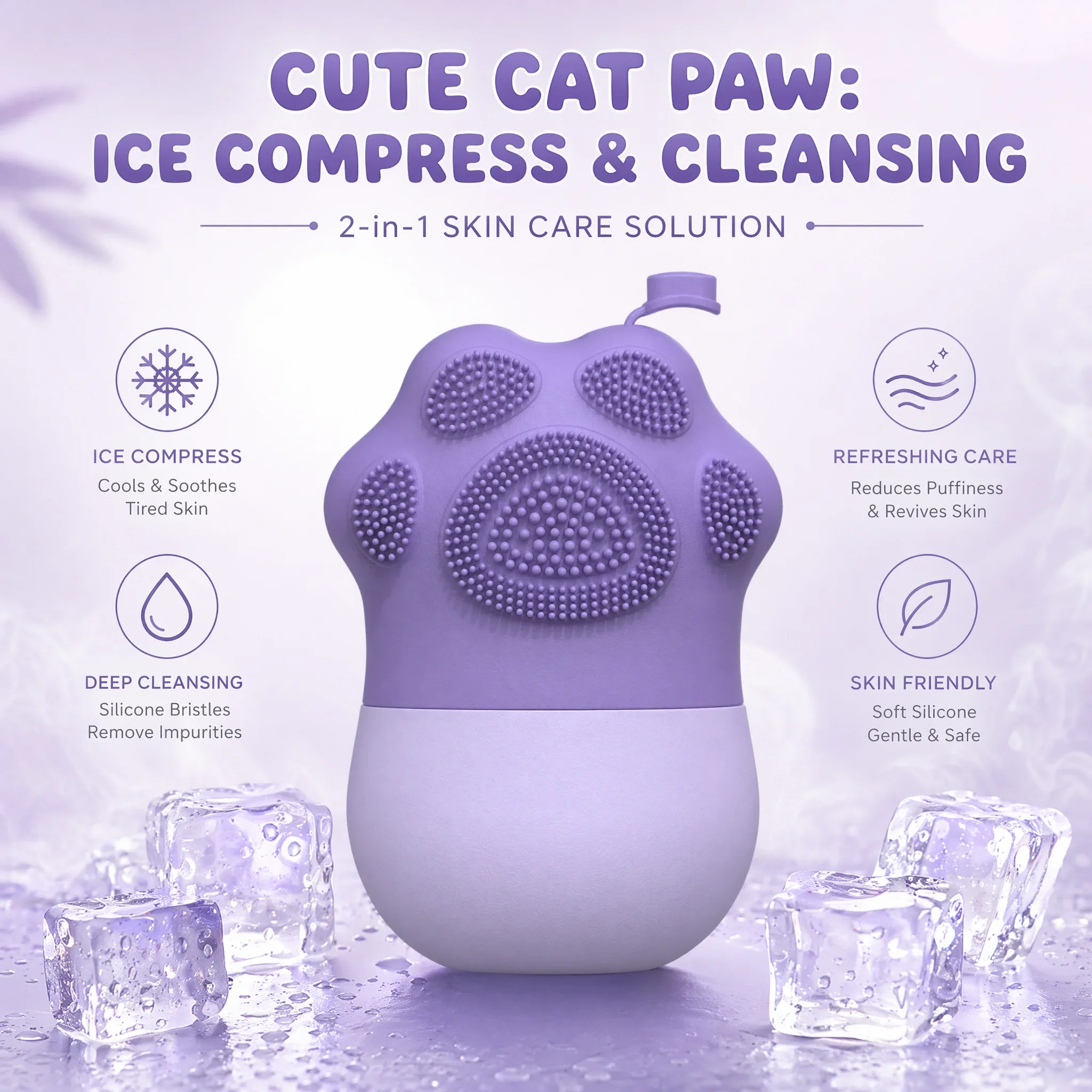 

Ice Roller Facial Beauty Tool Cosmetic Brush Scrubber Pad Daily Skin Care Cleaning Accessory Nice Practical Gift for Women