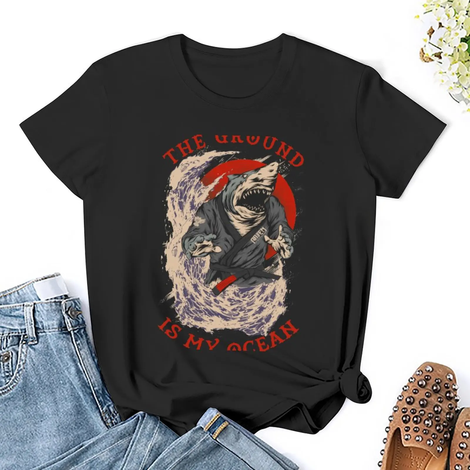 The Ground Is My Ocean T-Shirt Blouse plus size tops rock and roll t shirts for Women