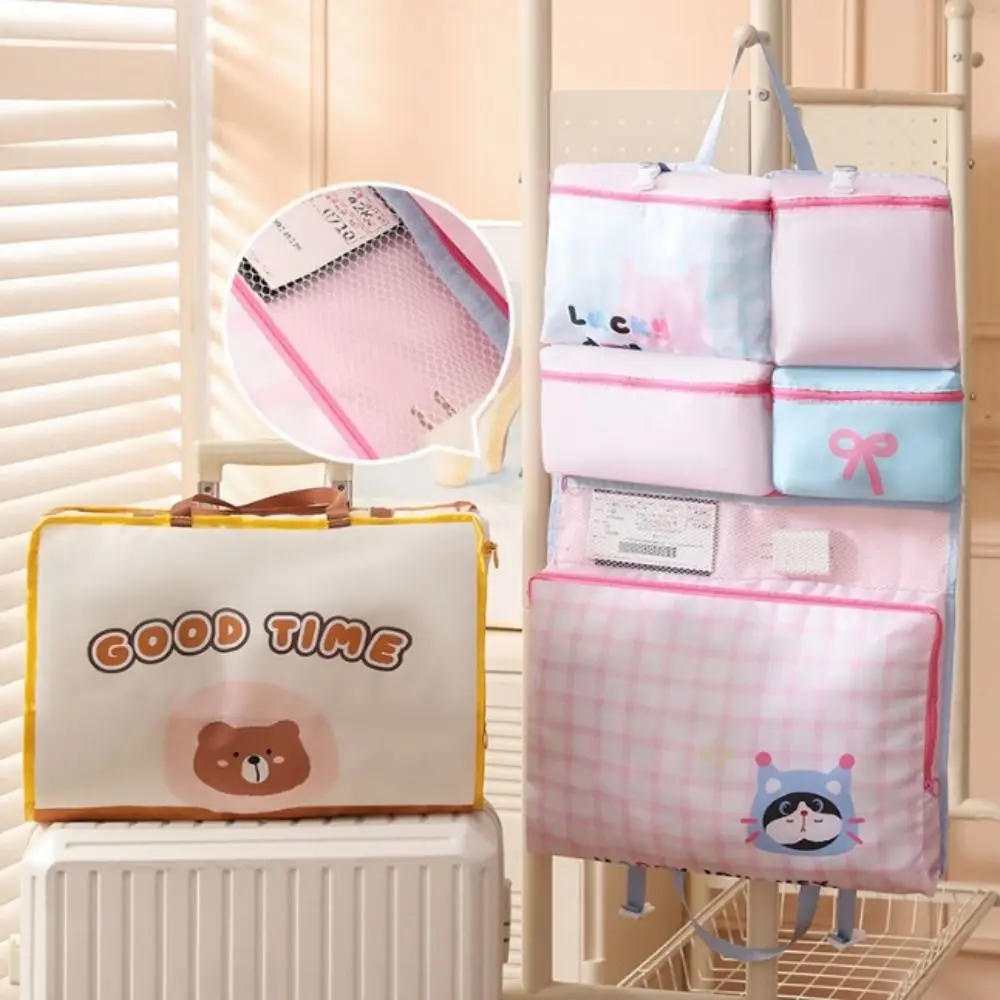 Foldable Travel Storage Hanging Bag Multi-Compartment Portable Clothing Packaging Bag 7 in 1 Hand-Held Underwear Storage Bag