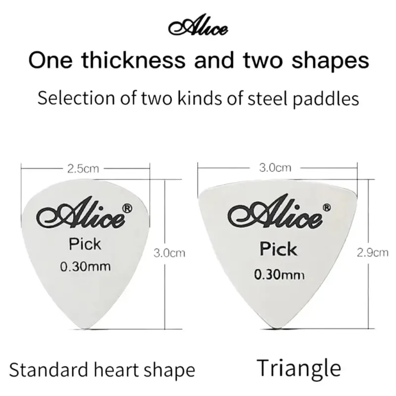 Alice 10Pcs Metal Guitar Pick 0.3mm Thin Durable Silver Color Professional Bass Ukelele Guitar Picks Guitar Amplifier Bass Guita