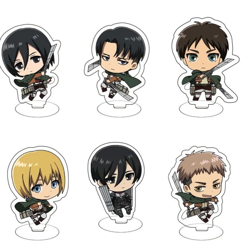Attack on Titan Acrylic Stand Eren Mikasa Armin Levi Cute Figure Desktop Ornament Fans Birthday Gifts