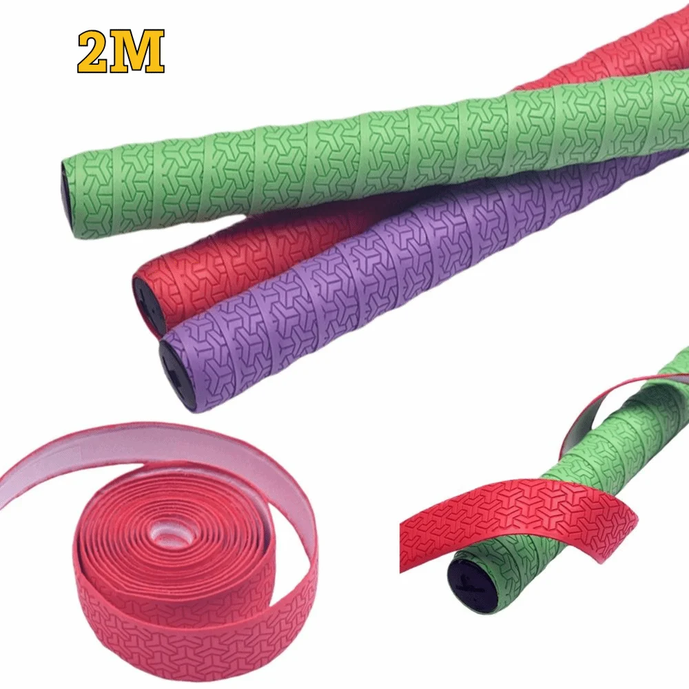 PU Badminton Handle Wrap Tape Anti Slip Texture Sweat Absorbent Fishing Rod Grip Tape Adhesive End Strips Elastic Cushioning