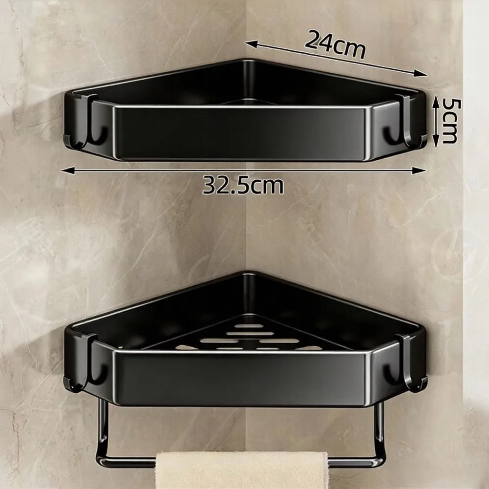 2 Piece Hanging Shower Storage Rack Set for Bathroom Organization No Wall Damage Easy Setup on Tiles Glass 32.5x24x5cm