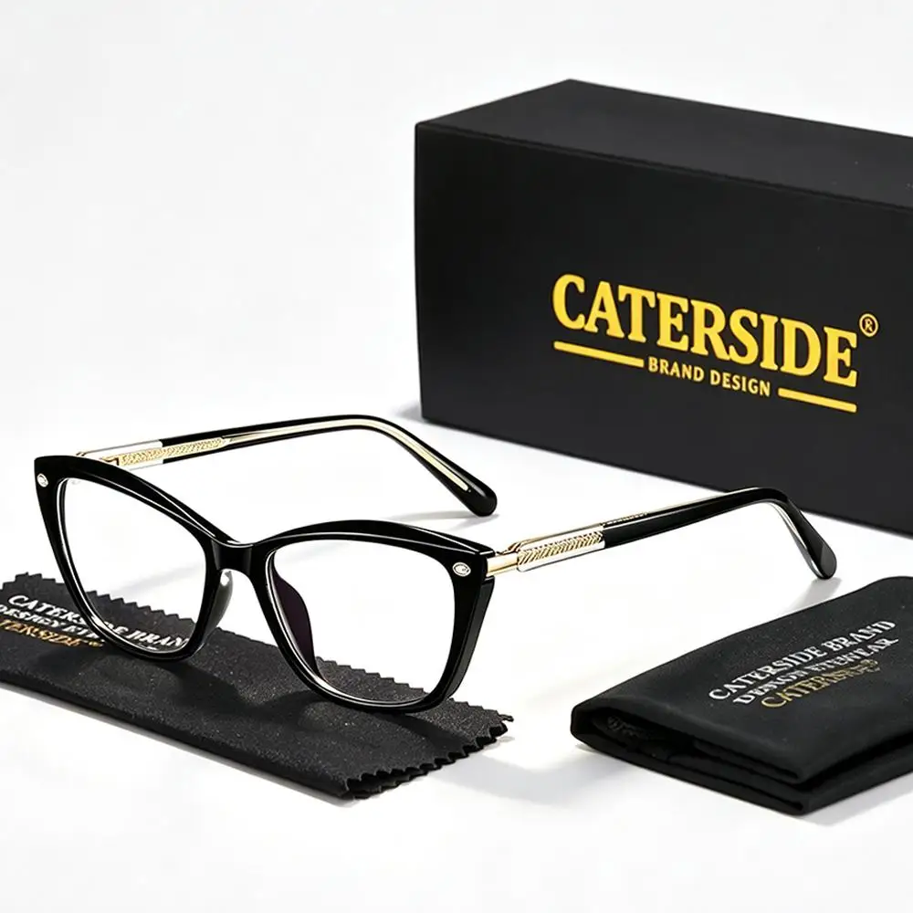CATERSIDE Neue Modische Damen-Cat-Eye-Brille mit Blaulichtfilter, Hochwertige TR-90-Fassung, Herren-Outdoor-Business-Dekorationsbrille – Detail 9