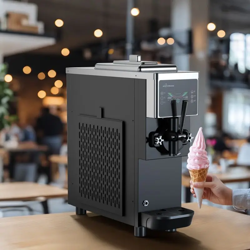 آلة الآيس كريم التجارية الأوتوماتيكية بالكامل لسطح المكتب لشاي الحليب آلة مخروط الآيس كريم صغيرة #5