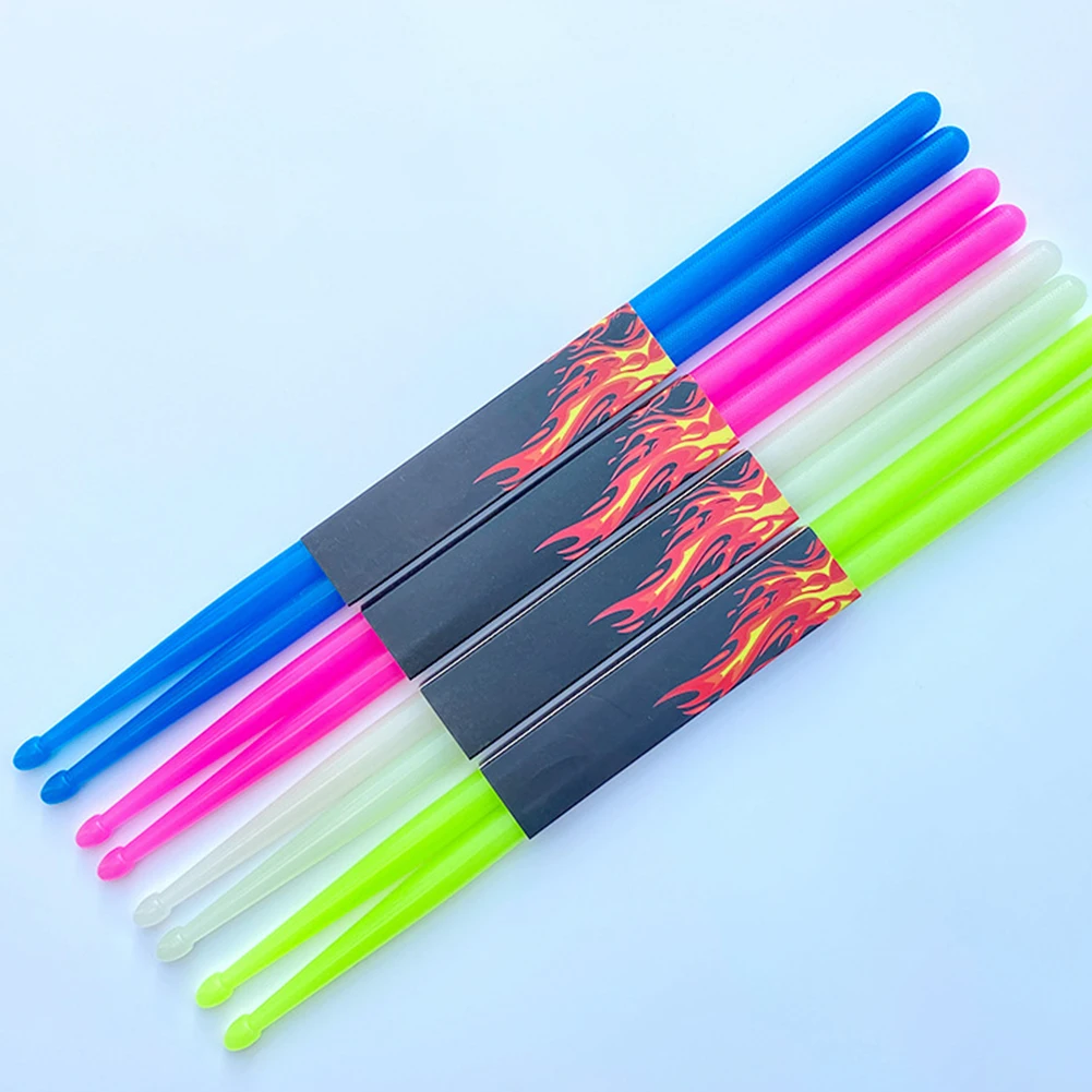 2 Pcs 5A Luminous Drum Stick 4 Color Light Up Drum Sticks Nylon Fluorescent Drumsticks Glow in The Dark Musical Instruments