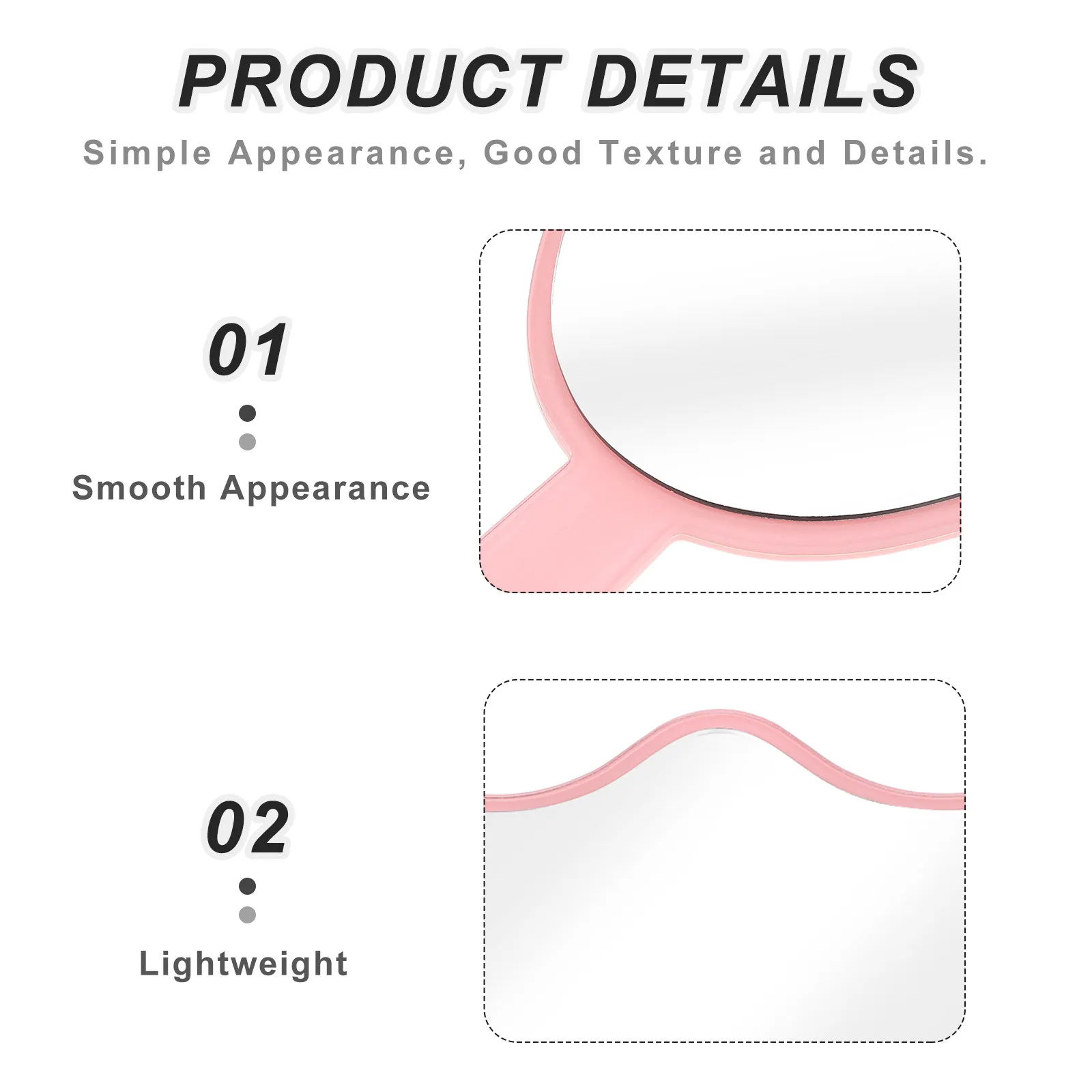 5.3 Inch Clear Acrylic Eyelash Extension Mirror Handheld Ergonomic Design Bur Free Edges Lash Tech Photo Prop Travel Camping