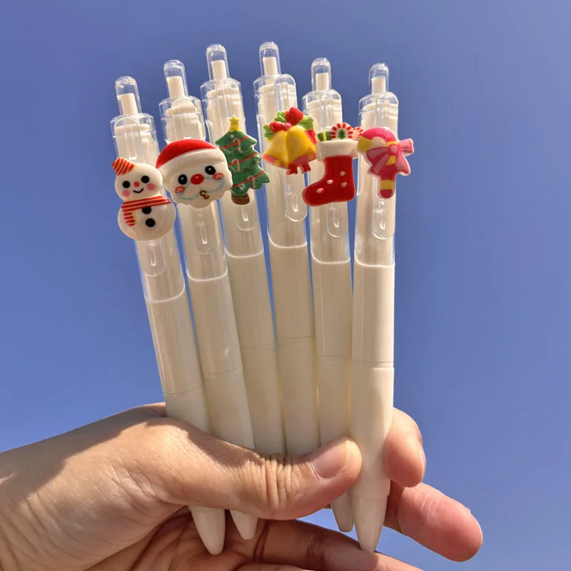 2 PCS Christmas Kawaii Push Gel Pens Animal Pens Cute School Supplies Stationery Office Gel Pen Aesthetic Stationery Gift