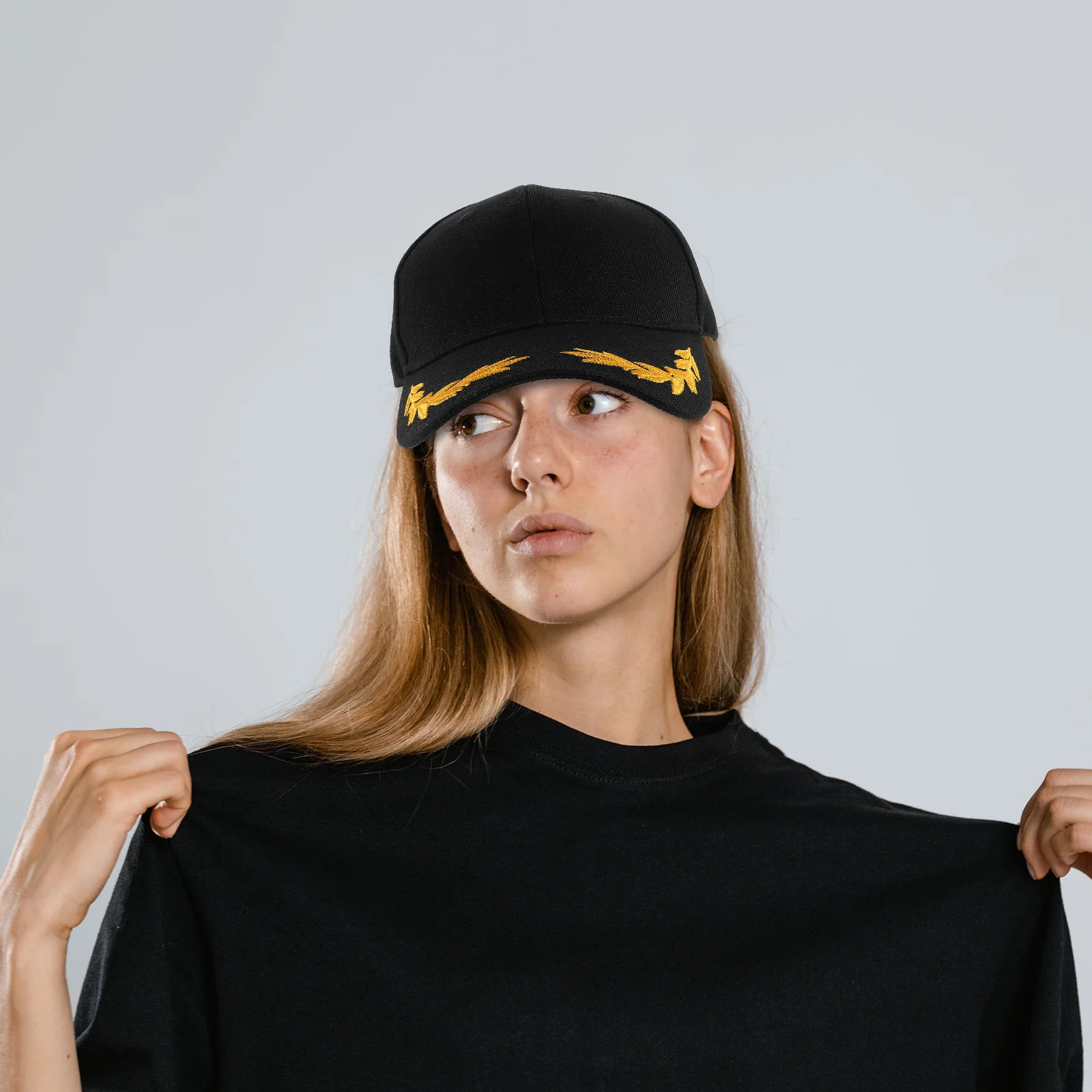 

1pc Embroidered Baseball Navy Wheat Spike Sun Hat for Women Outdoor Baseball Hat Black UV Protection Caps Sailor Boating