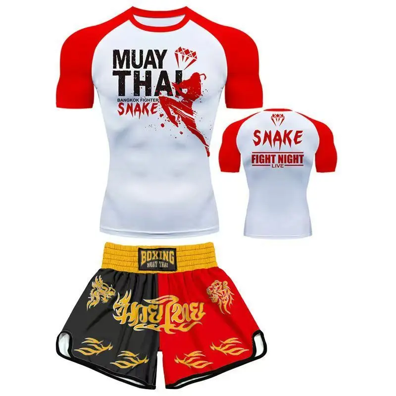 SparringMMAShorts Fighting Boxing Training FitnessUFCCustomized sports short-sleeved quick-drying Muay Thai suit