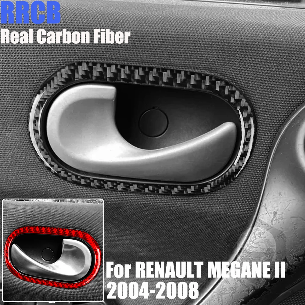 Real Carbon Fiber Car Accessories Door Handle Bowl Frame Cover Soft Sticker For RENAULT MEGANE 2 II 2004 2005 2006 2007 2008