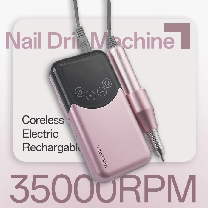 New 35000RPM Coreless Motor Nail Drill Machine Rechargeable Electric Nail File for Acrylic Gel Nail Manicure Pedicure Polish Set