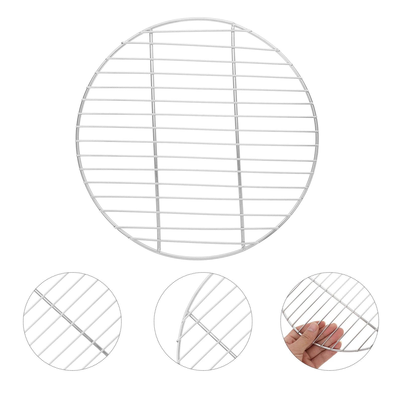 

Stainless Steel Grill Mesh Round Bbq Rack Camping Outdoor Oven Fish Vegetables Pizza Bacon Compact Portable Durable Light Weight