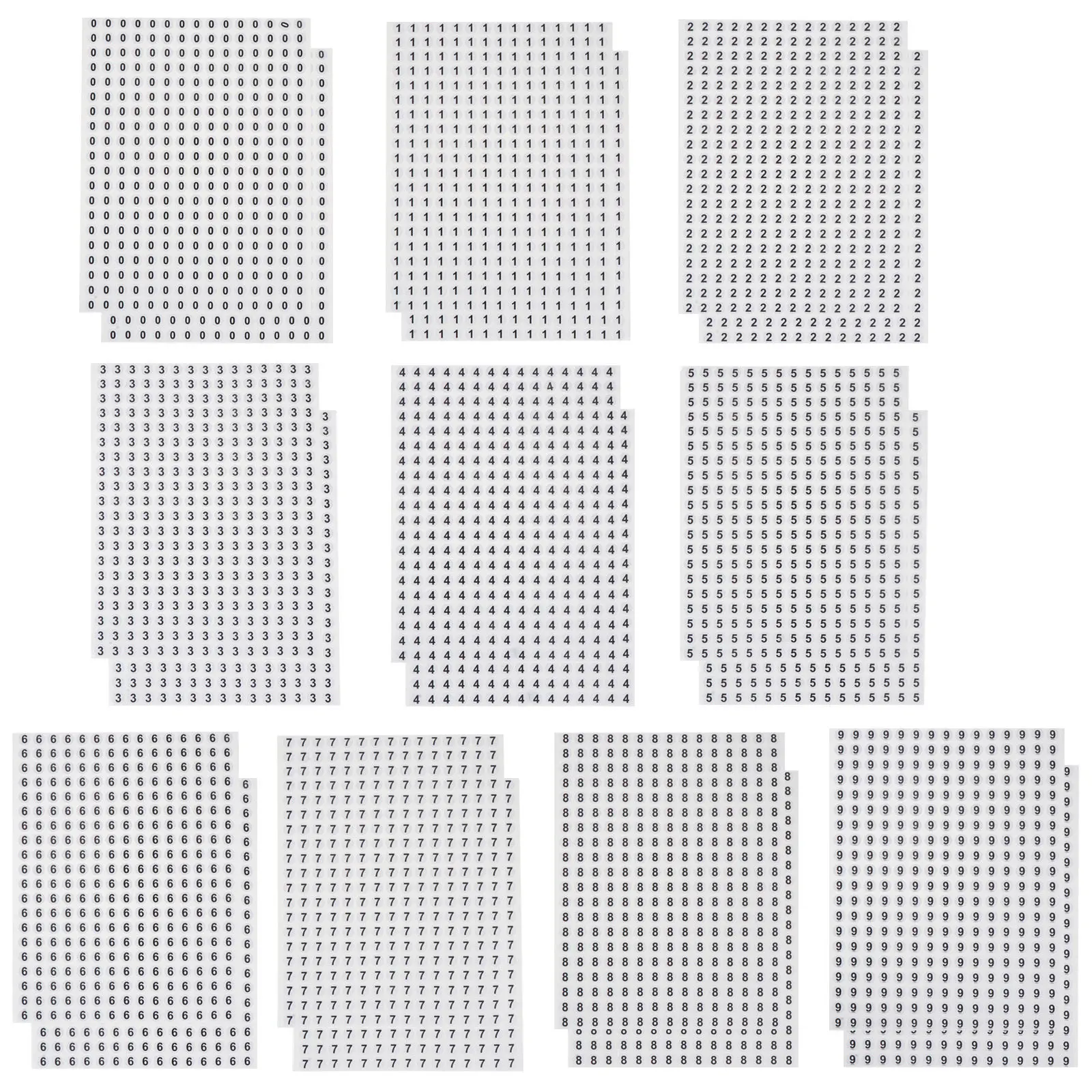 6000Pcs Round Number Paster Self-Adhesive Removable Paper Serial Number Stickers for DIY Handmade Craft Room Labeling Indoor