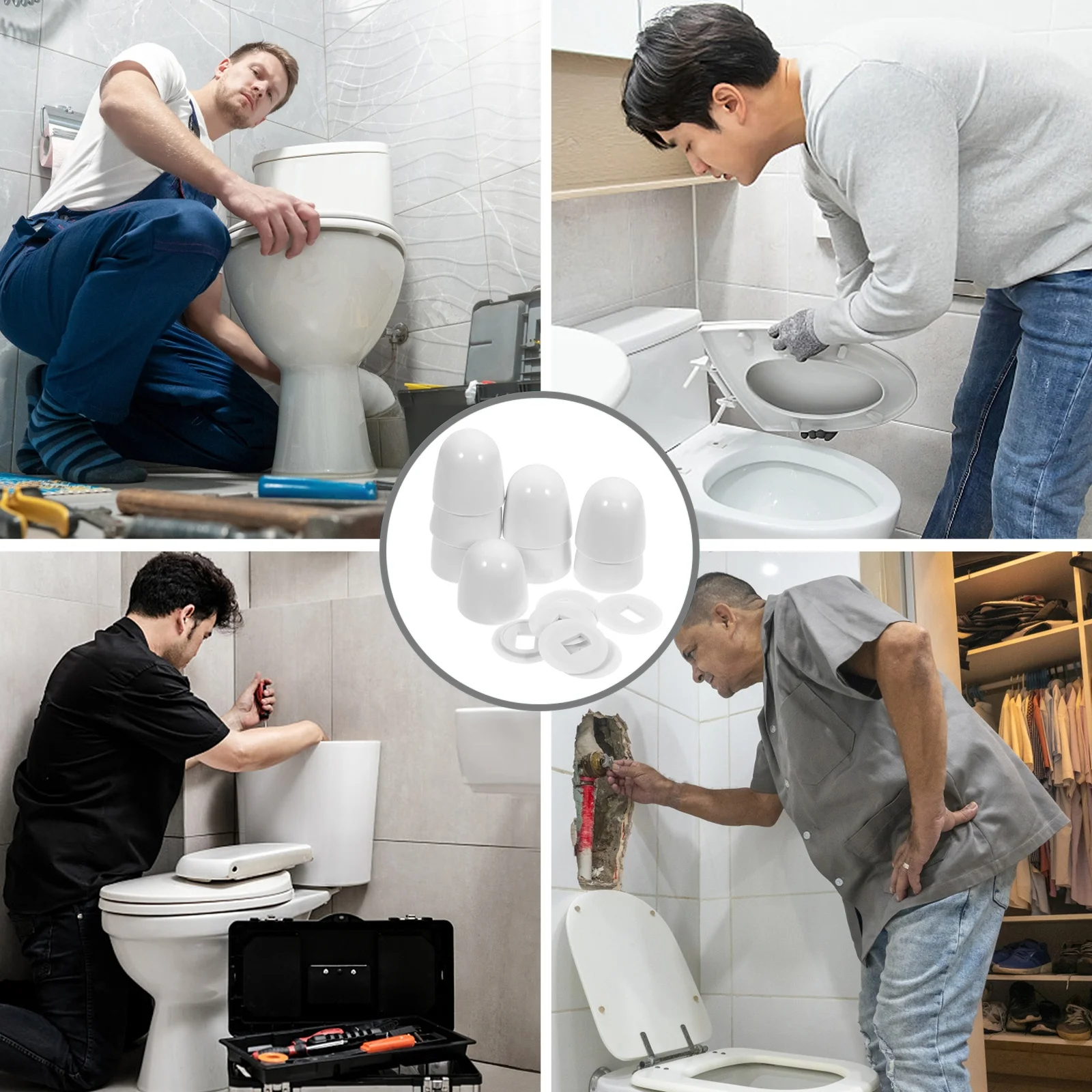 

8Pcs Plastic Toilet Bolt Caps Rust-Preventive Screw Covers Easy to Install for Various Places Toilet Bolt Covers