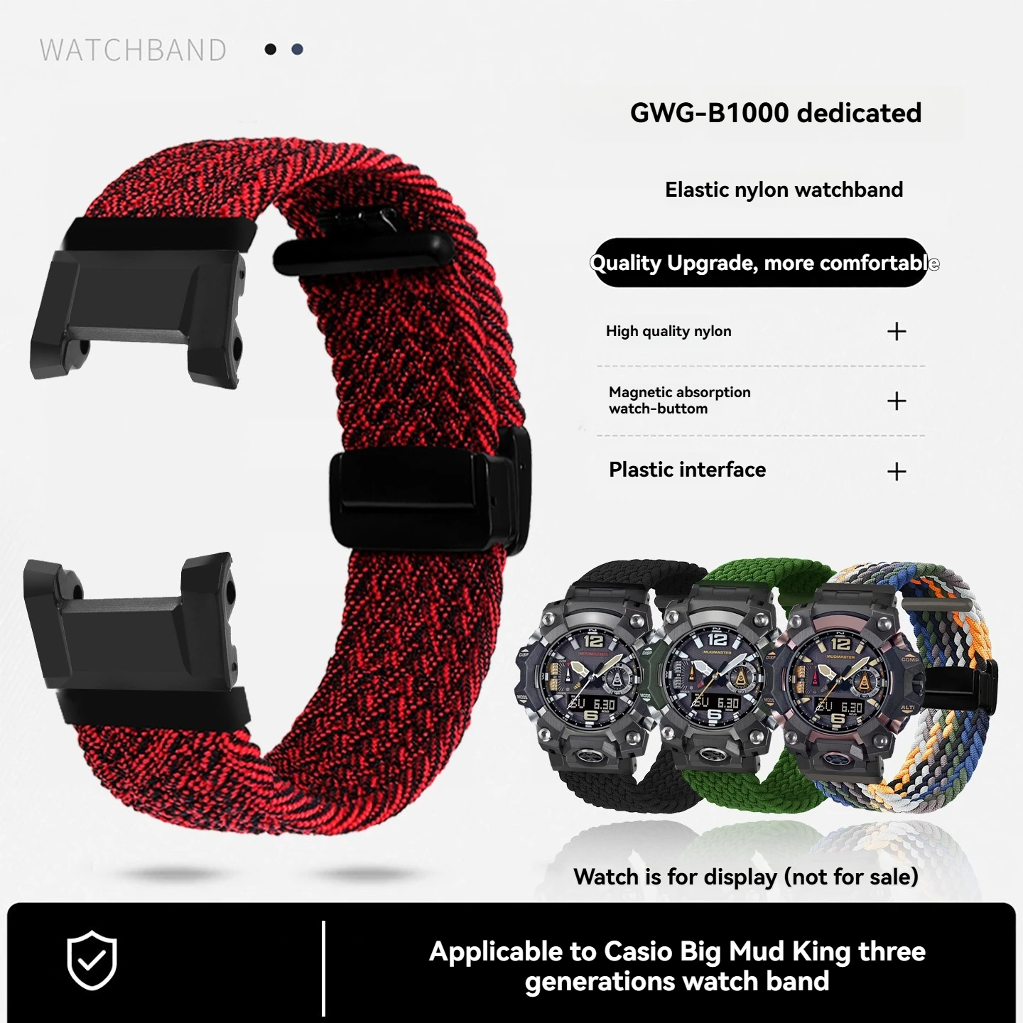 GWG-B1000/Elasticity/nylon/Strap/For/Casio/G-SHOCK/5713/Big/Mud/King/Third/Generation/GWG-B1000-1A4/modified/fabric/Watchband