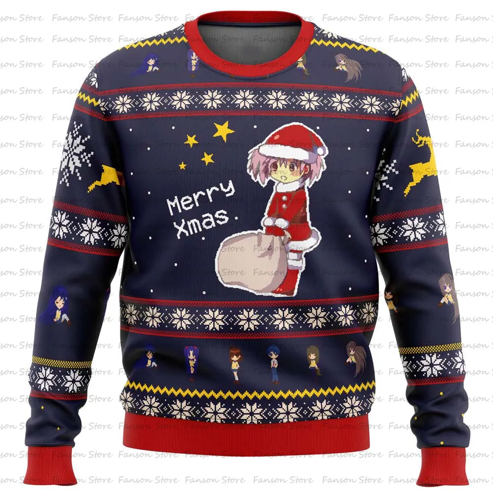 Pull de Noël Clannad Merry Xmas en-ly pour hommes et femmes, sweat à capuche Anime, sweat-shirt de dessin animé, style Y-Japan,