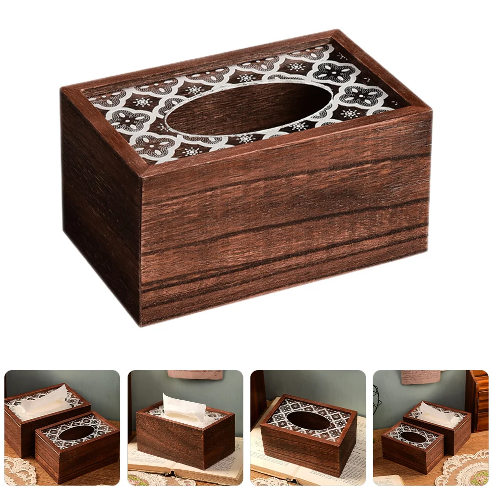 

1pc Wooden Tissue Box Vintage Style Luxury Napkin Holder For Home Office Car Bedroom Living Room Sturdy Wood Tissue Storage