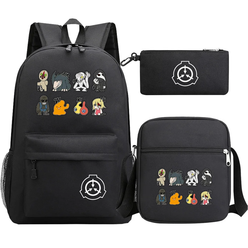 3pcs SCP Foundation Backpack Women Men COOL Bag Kids Pencil Case Children School Book bags Laptop Girls Boys Travel Backpack
