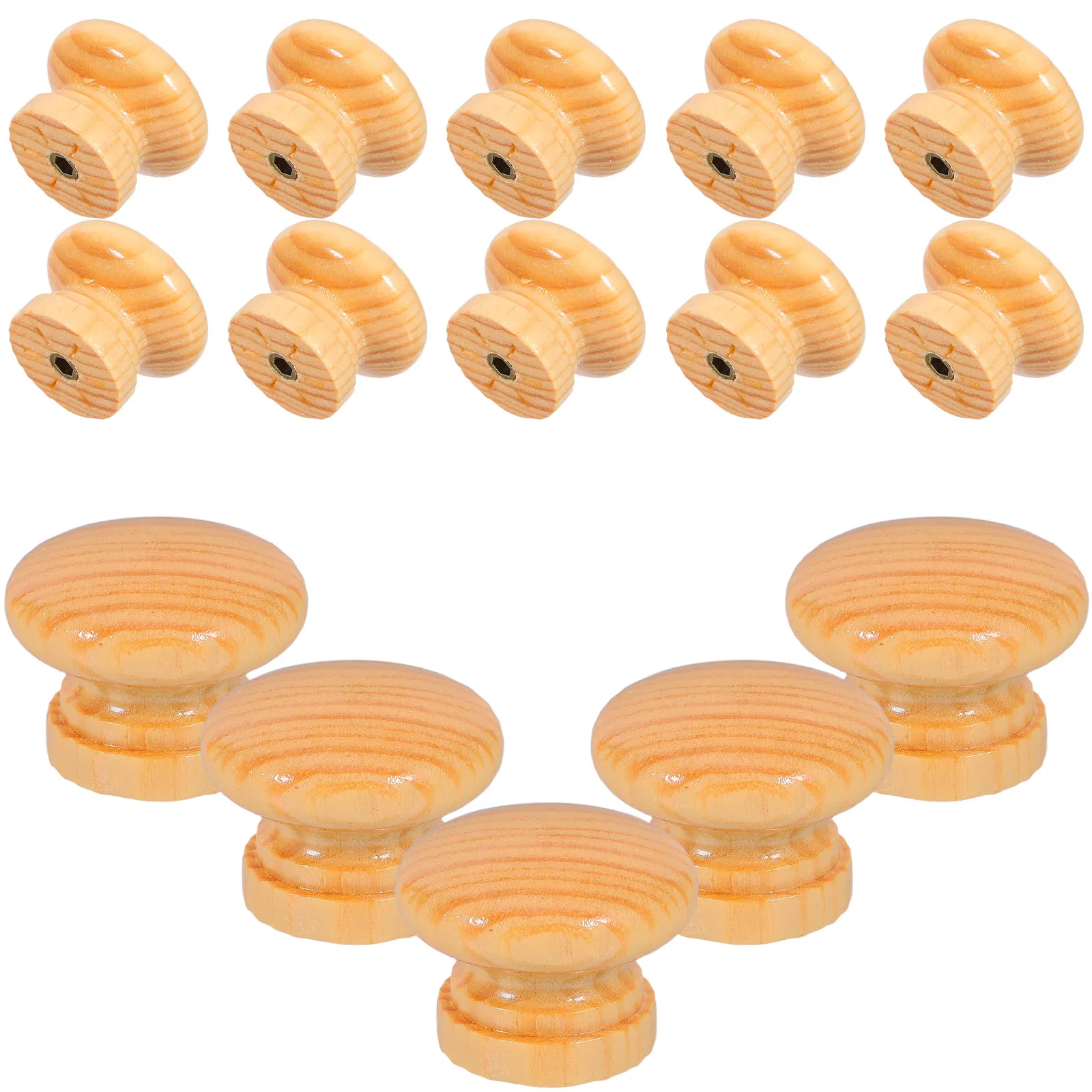 20Pcs Natural Wood Cabinet Knobs Single Hole Round Drawer Pulls for Wardrobe Kitchen Furniture Hardware