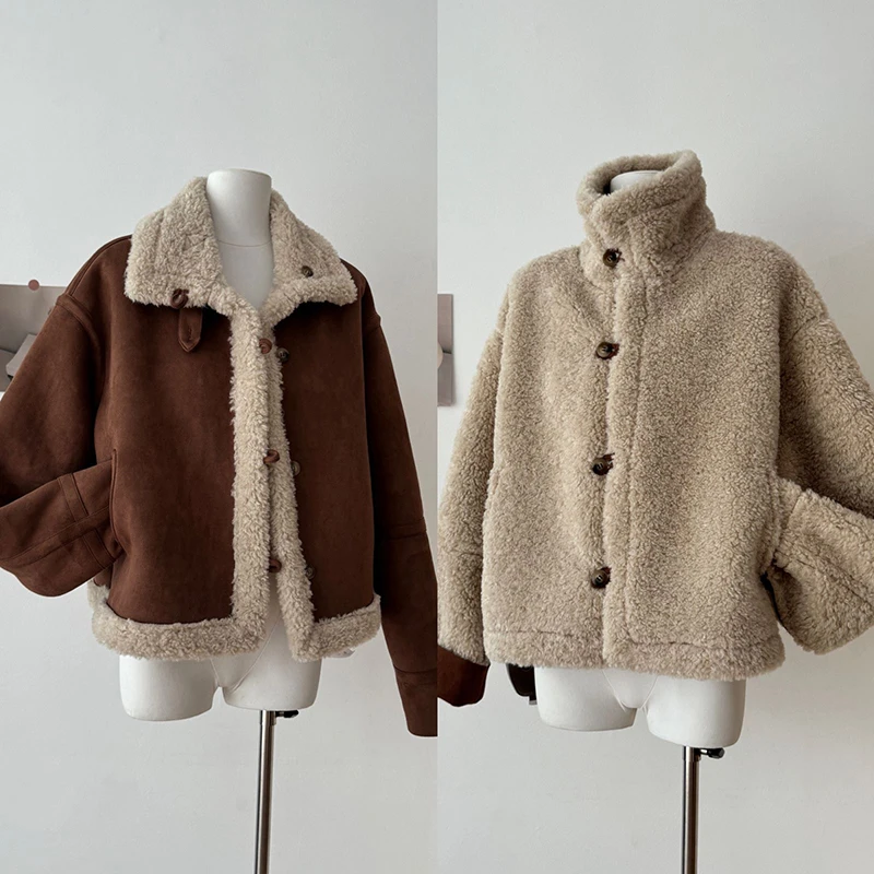 LUZHEN 2024 Inverno Nuovo di Alta Qualità di Lana di Agnello Cappotto Caldo di Nicchia delle Donne Double-sided Indossare Design Originale Giacca Casual AA2159