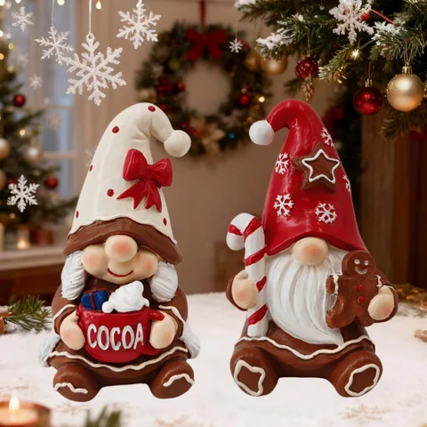 Christmas Gnomes Decoration, Christmas Gingerbread Man Gnomes, Christmas Resin Gnome Gingerbread Figurine Decor, Xmas Resin Gingerbread Man Gnome Ornament, for Christmas Party Home Decor