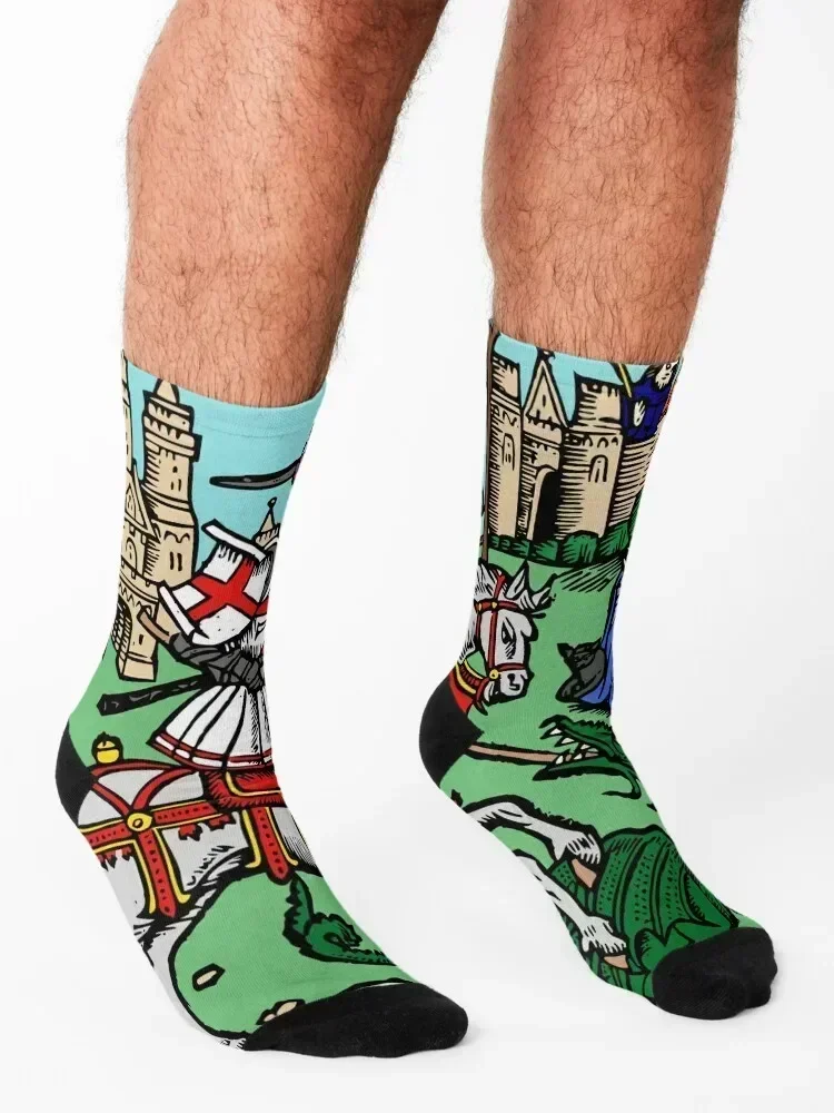 St George - Patron Saint of England Socks happy Thermal man winter Men's Antiskid soccer Men's Socks Luxury Women's