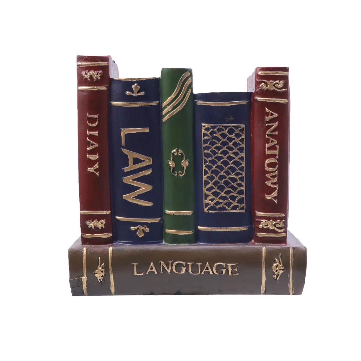

Retro Books Style Resin Pen Holder Red Desktop Organizer Vintage Creative Pencil Storage Holder Decorative Craft Gift