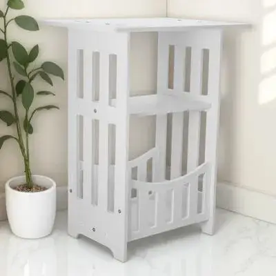 

Alipis White Bedside Table Small Side Table for Bedroom C Shaped Nightstand Couch End Table for Small Spaces