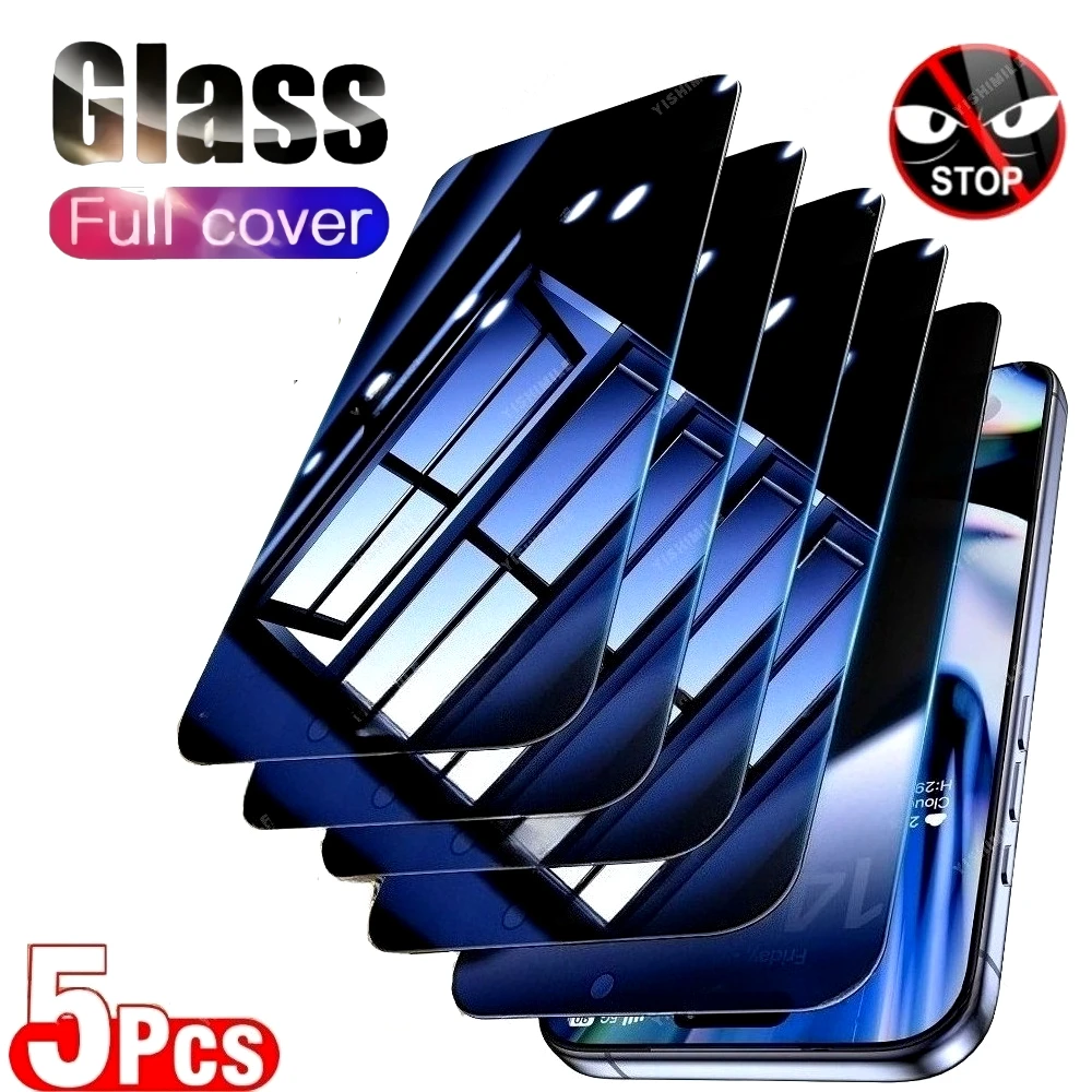 

5Pcs Privacy Full Screen Protector for iPhone 17 16 15 14 Pro Max Air 16 15 14 Plus 13 12 11 Pro Mini 9H Hardness Tempered Glass