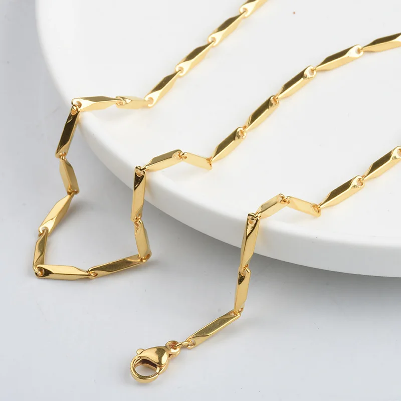 Water Proof Not Fade Gold Plated Stainless Steel Fashion Cuban Twist Rope Wave Classic Melon Seed Chain Women Men Necklace