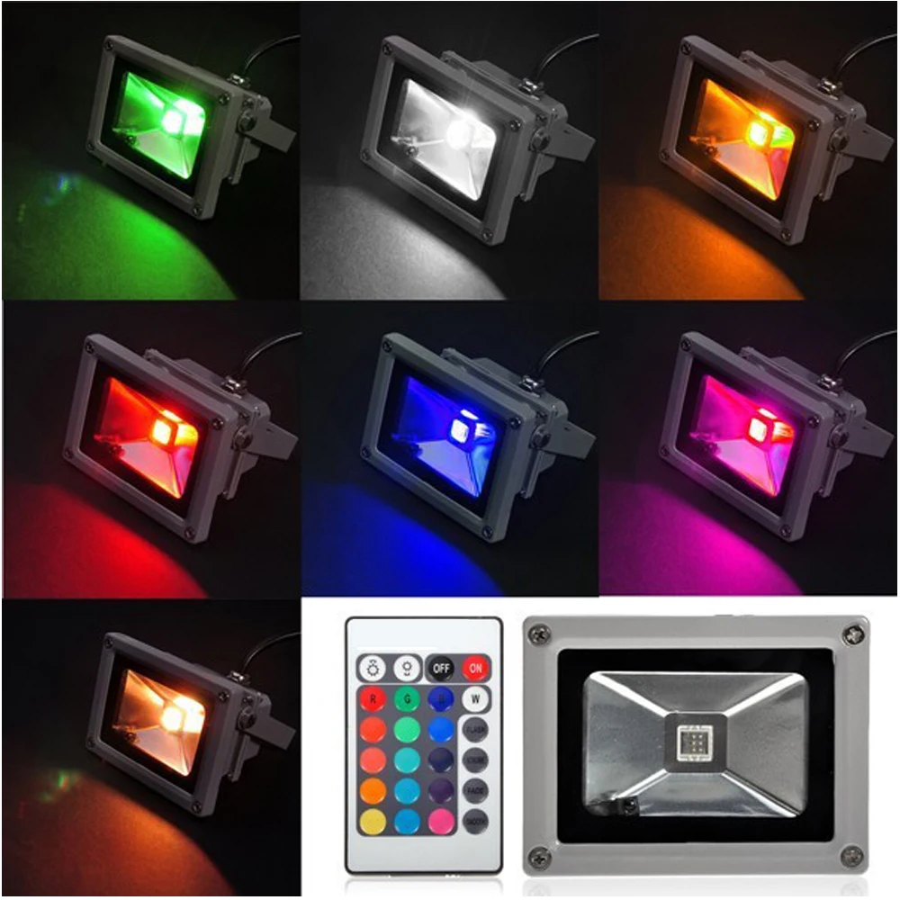 RGB LED Flood Lights 220V 10W Waterproof Outdoor Light  110V 220V 12V 24V Garden Lighting