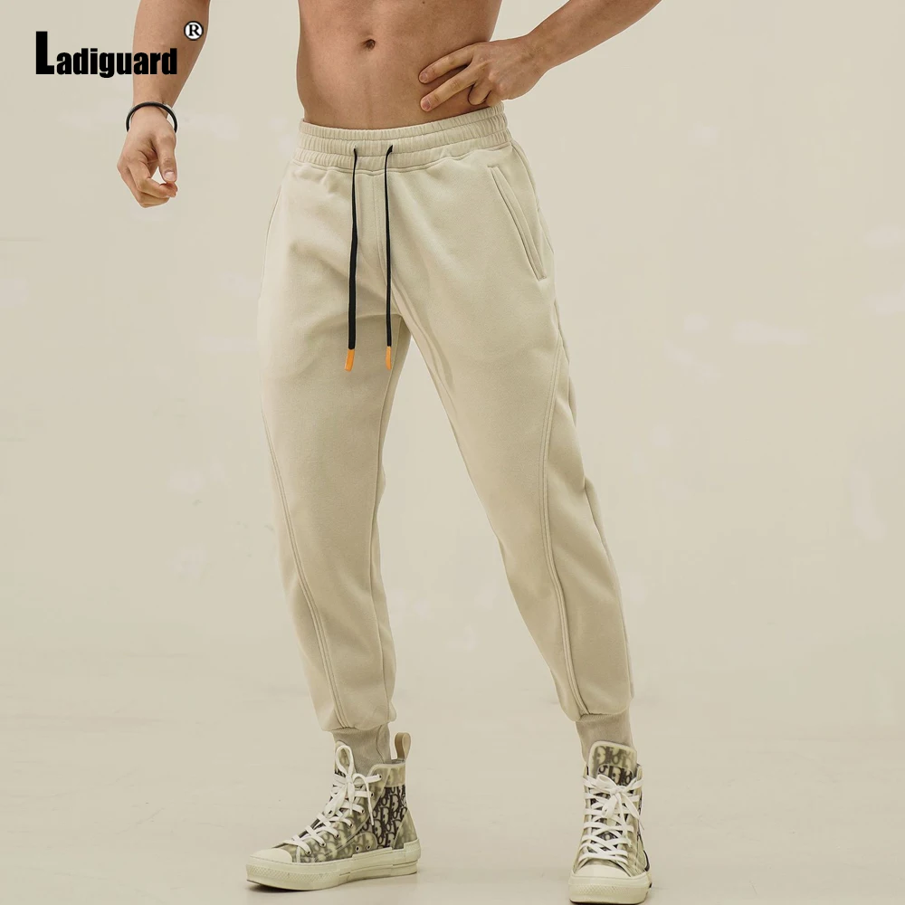 

Ladiguard Plus Size Mens Fashion Zipper Cuff Pants Sports Running pants Men Basic Sweatpants Outdoor Casual Stand Pocket Trouser