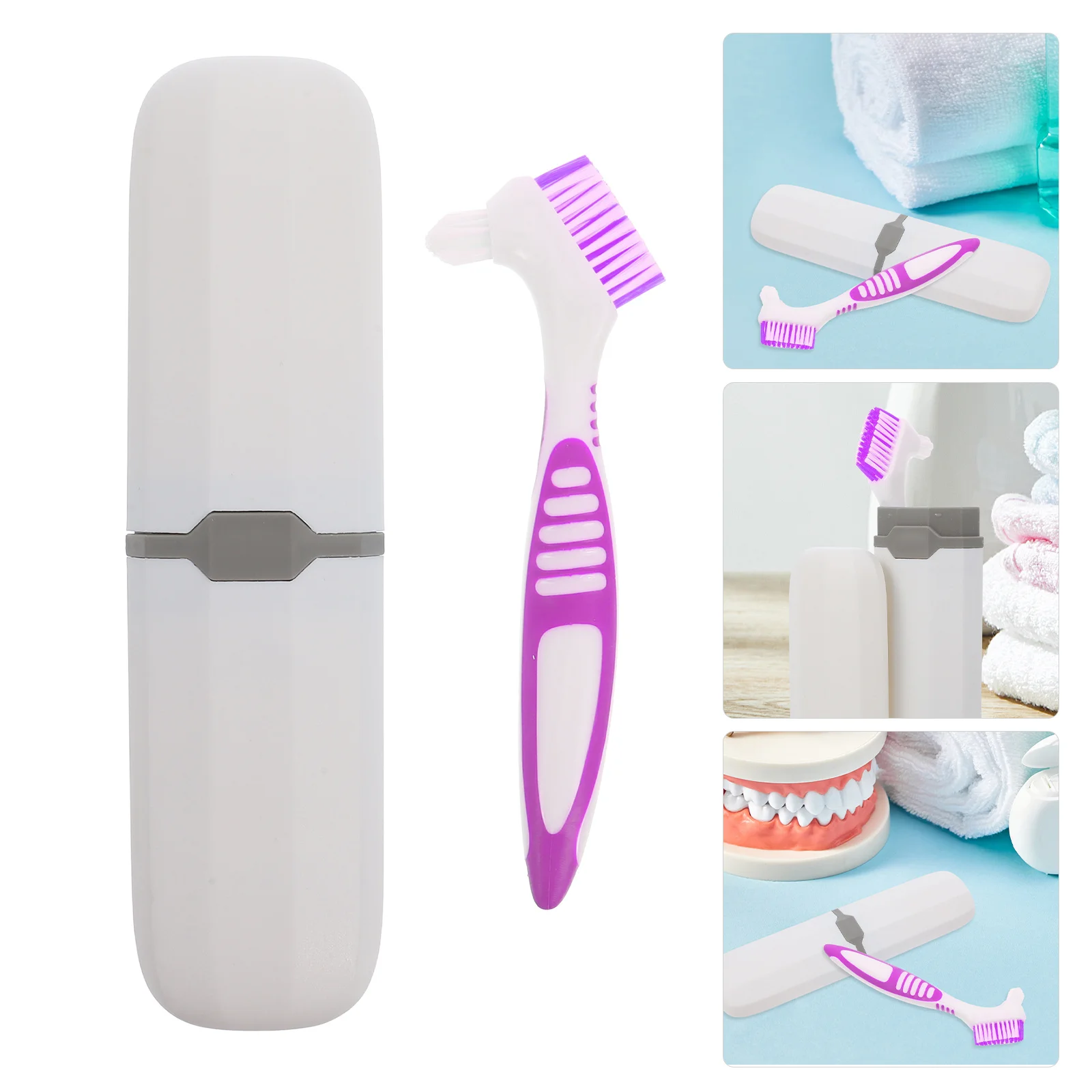

1Set Travel Teeth Cleaning Toothbrush for Fake Teeth Portable Storage Box Soft Bristles Oral Care Travel Toothbrush Holder