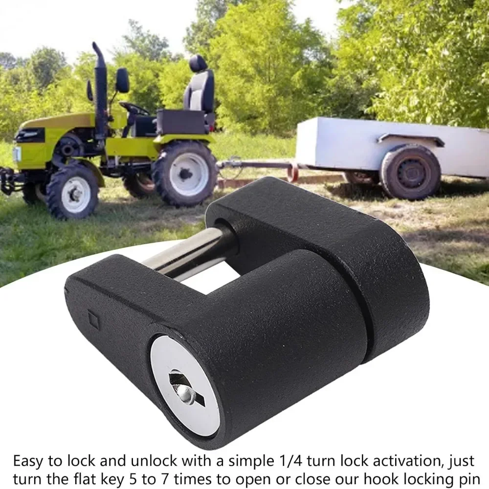 قفل أمان جديد للطرق الوعرة، قفل موصل لسان المقطورة، قفل مضاد للسرقة مقاوم للتآكل لمركبات الترفيهية والشاحنات والمقطورات (أسود).