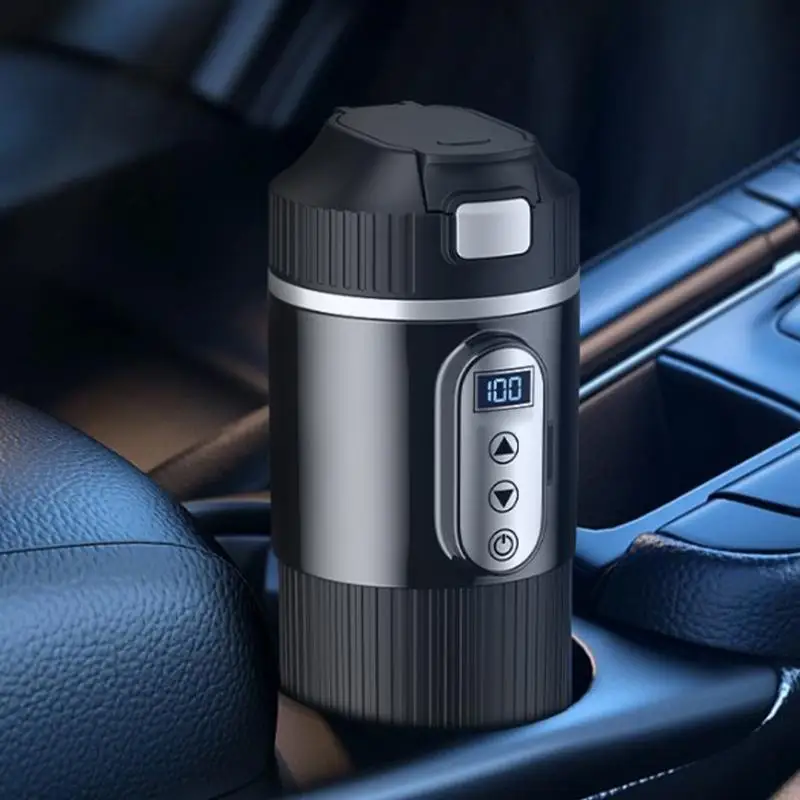 Heated Coffee Mug For Car 12V/24V Travel Coffee Cup Heated Travel Mug For Car Electric Mug 500ml LCD Display Temperature