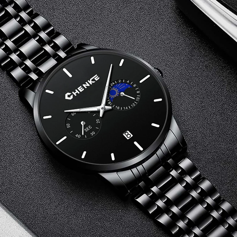 YaLaLuSi Stylish Men’s Large-Dial Steel-Strap Wristwatch Ideal for Business Leisure and Sport Gift