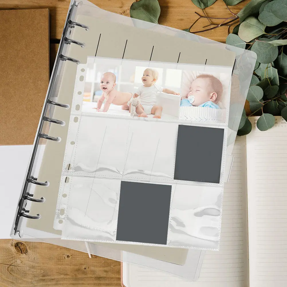 50Pcs 9-Pocket Clear PP Photo Card Sleeves Top-Loading Binder Pages for Baseball Trading Game Business Playing Cards
