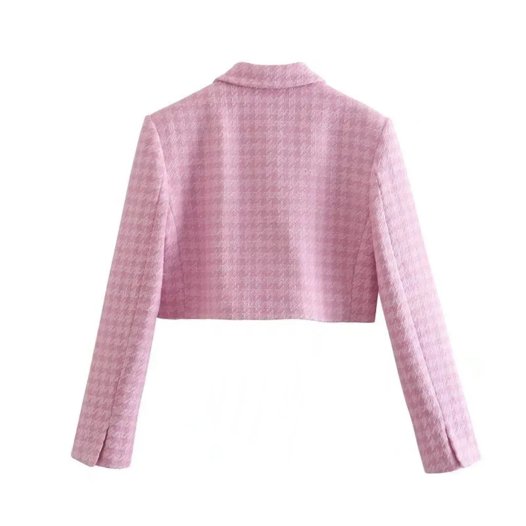 

Summer New Houndstooth Texture Short Suit Jacket for Women European And American Clothing Wholesale