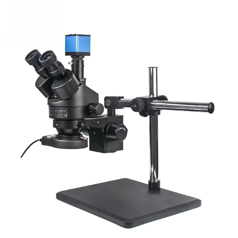 Trinocular Stereo Microscope With Single‑Arm Bracket HD Digital Camera For PCB Circuit Board Inspection Repair Lab Instrument