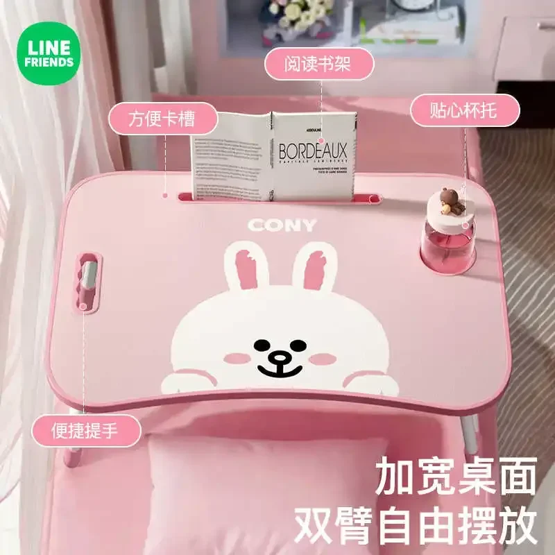 Line Friends Brown Cartoon Bed Folding Desk Home Bedroom Bay Window Office Computer Desk Student Cony Convenient Lazy Desk Gift