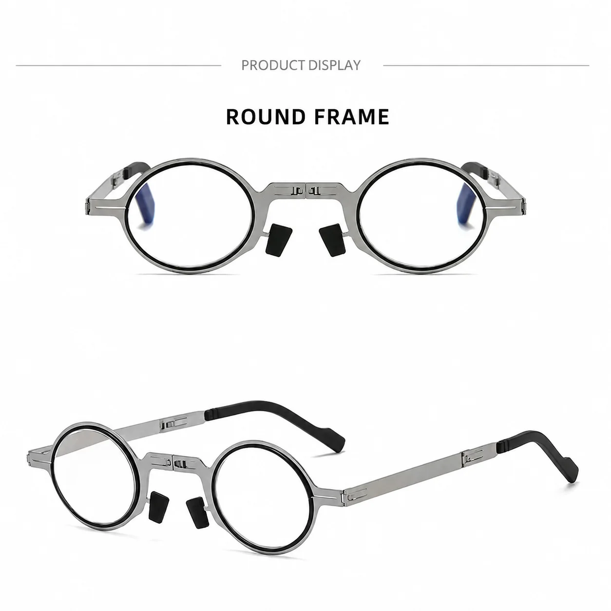Foldable Blue Light Blocking Reading Glasses Ultra Light Portable Retro Full Frame Eyewear With Storage Case Plus Presbyopia