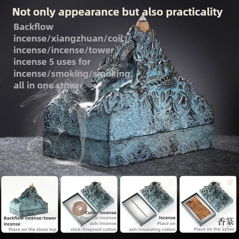 Multifunctional Tibetan Dragon Boshan Incense Burner Large Upside Down Flow Aroma Diffuser for Home Decor