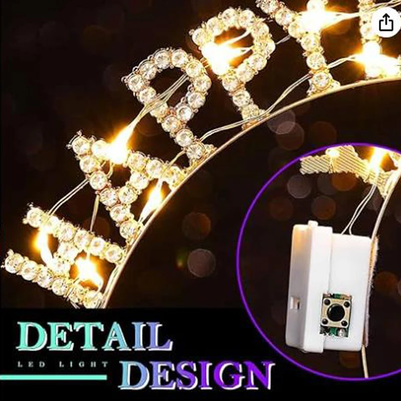 ライトアップ誕生日ヘッドバンド LED ラインストーン私の誕生日ヘッドバンドパーティーの好意ヘアアクセサリー女性のための