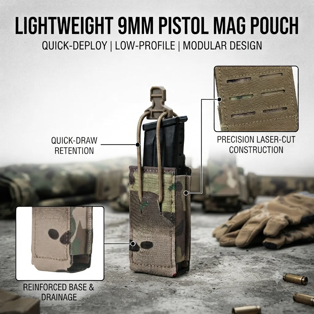 Lightweight Tactical Waist Belt Multi-Angle 9mm Magazine Pouch Shooting Hunting Waist Bag