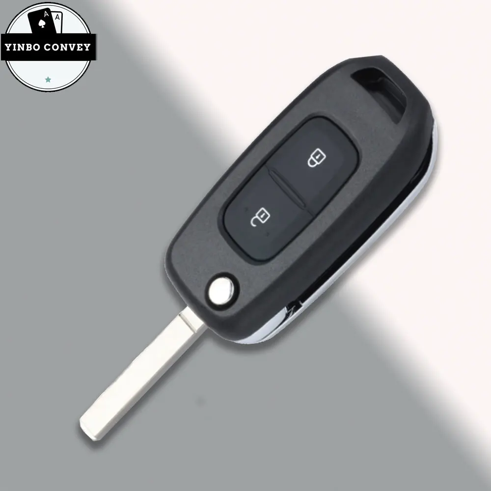 YINBO - 2/3 Buttons New Replacement For Renault Megane 2 3 Duster Clio Buttons Car Case Cover Remote Flip Folding Auto Key Shell