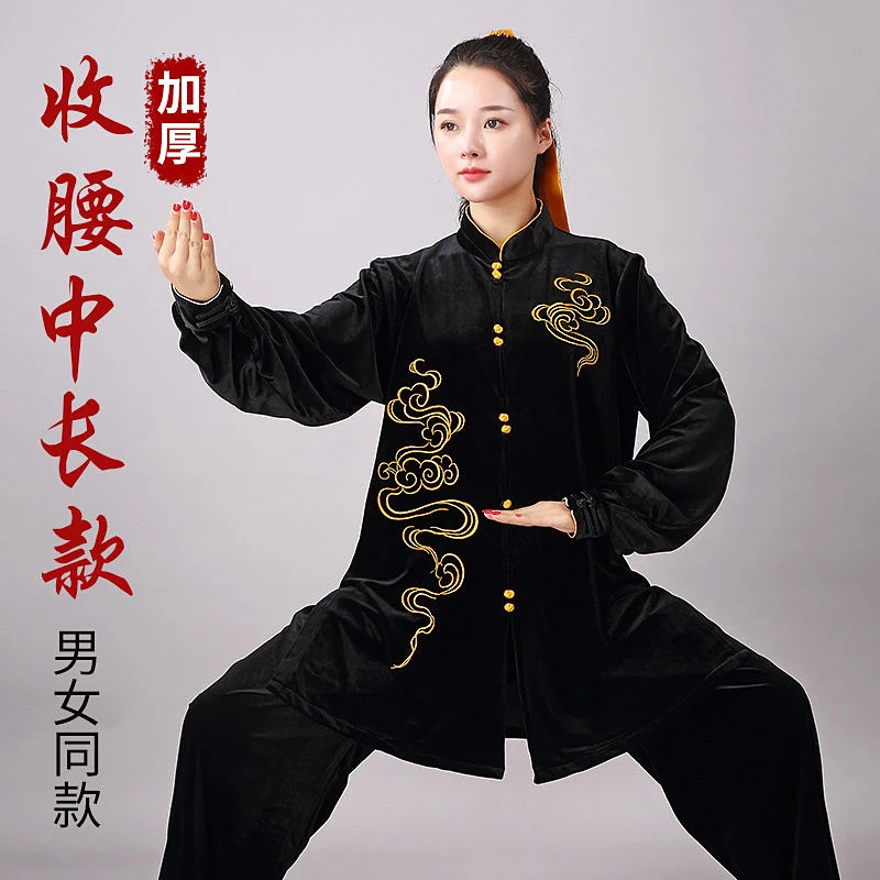 Women's Unisex Tai Chi Suit Korean Velvet Embroidered Heavyweight Warm Martial Arts Training & Performance Wear Fall/Winter for