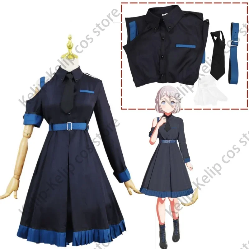 Game Gakuen IDOLM@STER Katsuragi Lilja Cosplay Costume Black Skirt Princess Dress Uniform Woman Sexy Lovely Birthday Party Suit