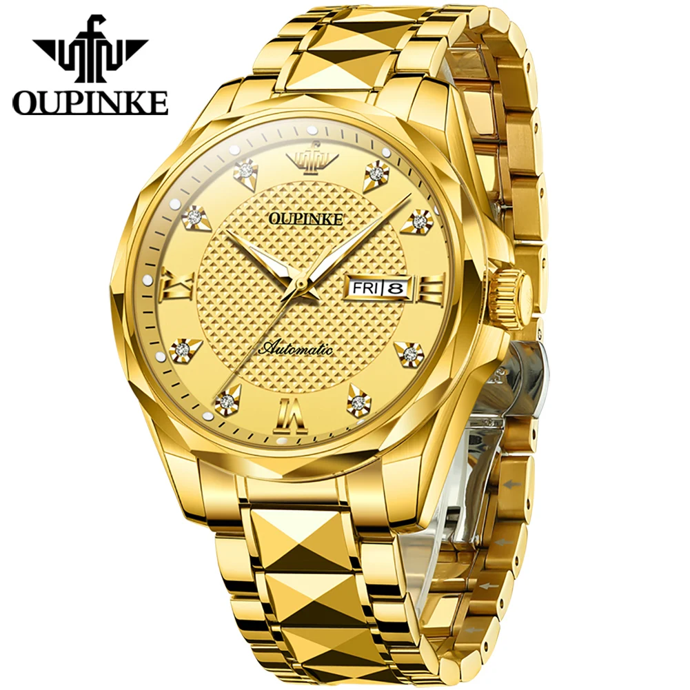 OUPINKE 3243 High Quality Mens Watches Automatic Mechanical Watch 50M Waterproof Day Date Watches For Man Tungsten Steel Reloj