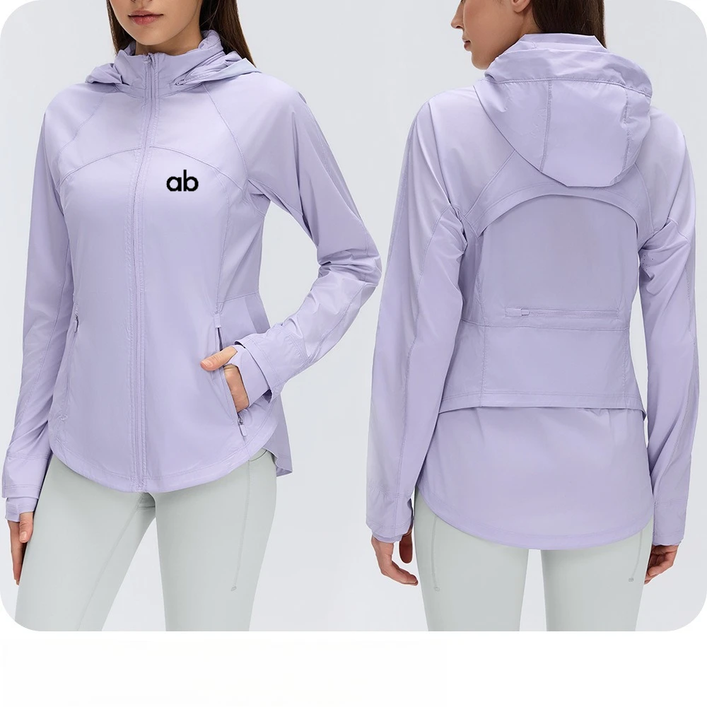 Women Hooded UPF50+ Sun Protection Jacket Slim Fit Breathable UV‑Proof Outdoor Running Yoga Sports Skin Coat